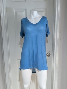 LuLaRoe Sky Blue Sheer V-Neck Tunic Top Women's Small